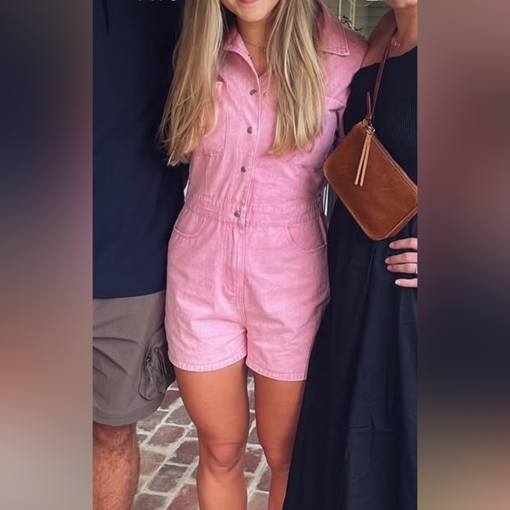 Pink Denim Romper